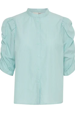 Ichi Blouse met korte mouwen EggshellBluePurpleStripe Online