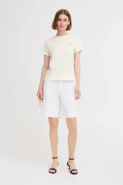 Ichi IHCAMINO T-shirt CloudDancerw.PineGreen Hot